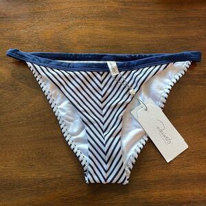 Peixoto Navy and White Striped Swimsuit Bottoms
